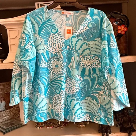 Jude Connally Medium M Daniella top Enchanted Sea Aqua nwt - Picture 4 of 7